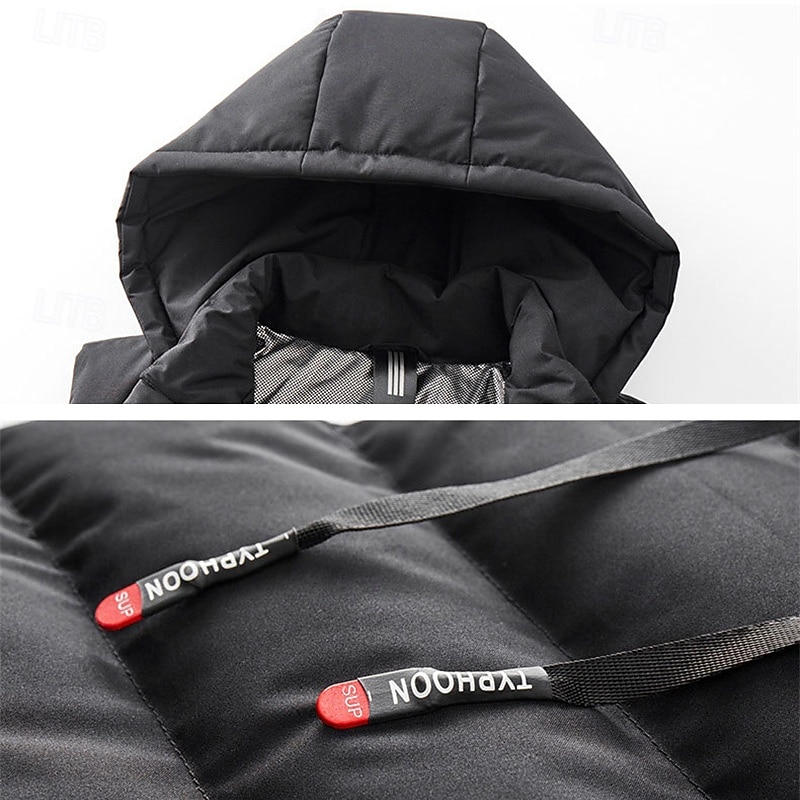 Men's Puffer Jacket Puffer Vest Vest Gilet Quilted Vest Daily Date Vacation Fashion Casual Fall & Winter Pocket Polyester Warm Comfortable Plain Zipper Hooded Regular Fit Black Blue Gray Vest2