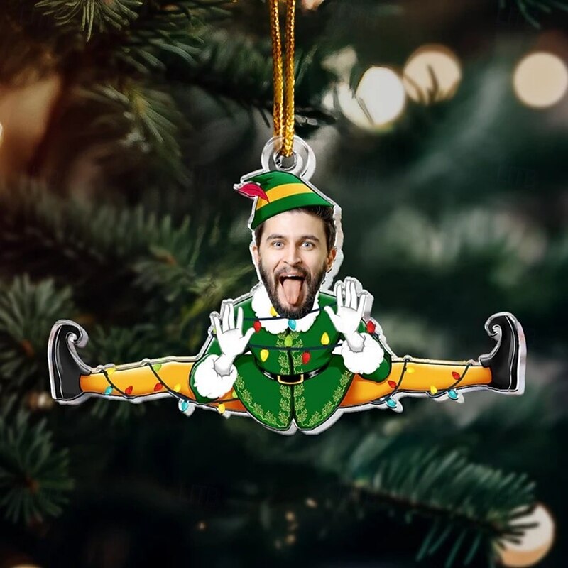 Personalized Photo Christmas Ornaments Acrylic 2D Custom Funny Christmas Custom Face Family Friends Christmas Tree Ornaments Xmas Decoration Hanging Pendant Gifts2