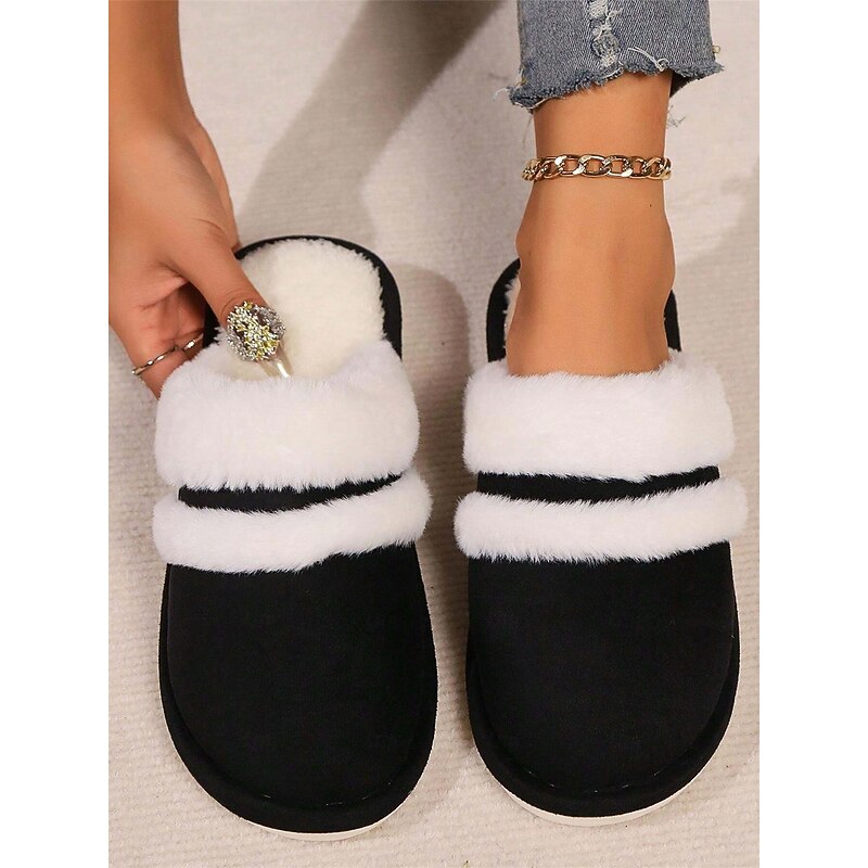 Women's Cozy Faux Fur Lined Slippers with Suede Finish – Warm Indoor Shoes for Winter Comfort 6