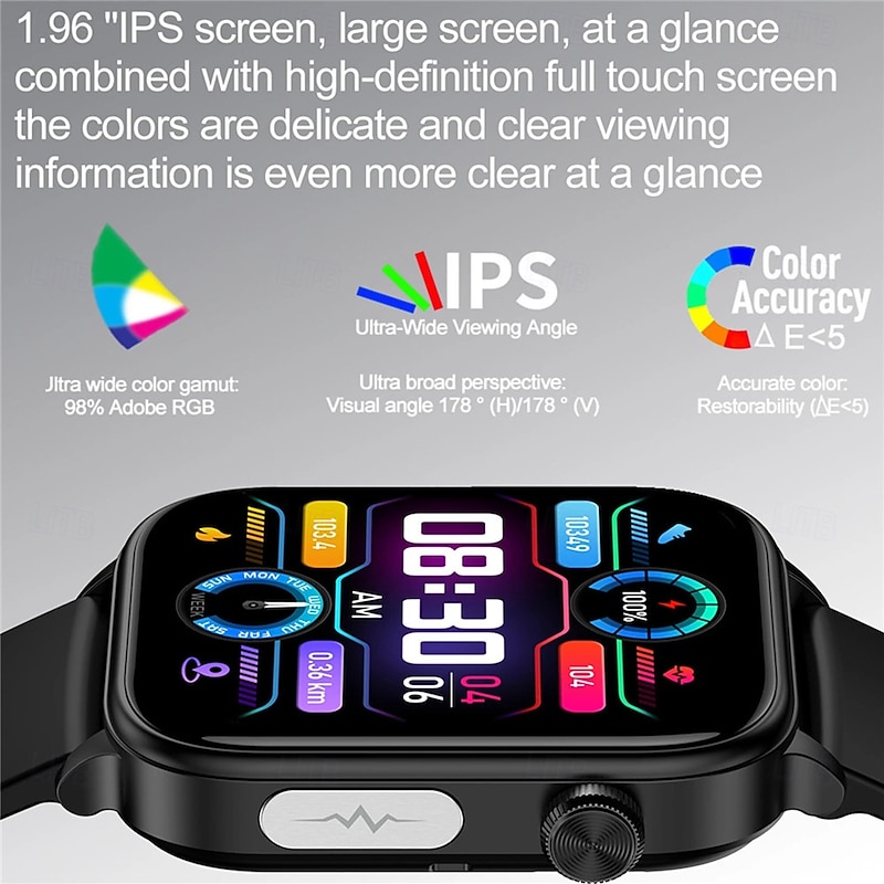 ET570 Smart Watch ECG Bluetooth Call AI Voice SOS Non-invasive Blood Glucose Health Monitor 1.96inch Sport Smartwatch2