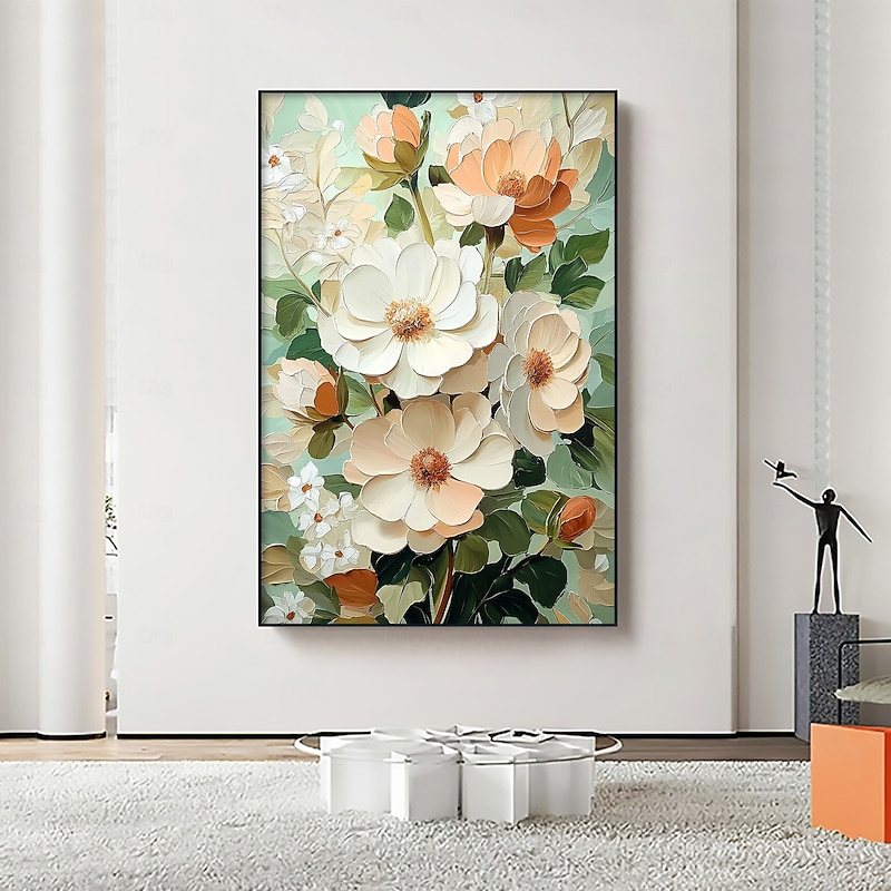 Handmade Original Minimalist Color Oil Painting On Canvas Abstract Texture Floral Wall Art for Home Decor With Stretched Frame/Without Inner Frame Painting