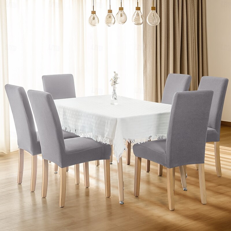 2 Pcs Dining Chair Cover Burgundy Water Repellent Stretch Chair Seat Slipcover Spandex with Elastic Bottom Protector for Dining Room Wedding Ceremony Durable Washable2