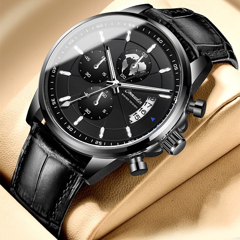 New Fashion Trend Six Small Needle Dial Mineral Reinforced Glass Lens Waterproof Luminous Calendar Display Business Leisure Sports Handsome And Stylish Men'S Watch3