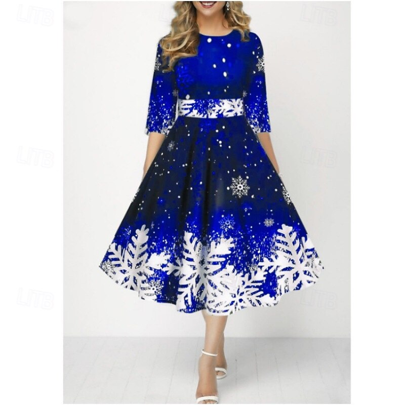 Lady snowflake Cocktail Dress Party Dress Women's Elegant Lady Adults Christmas New Year Christmas Eve Christmas Party Dress4