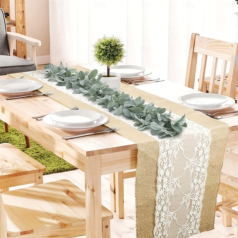 Christmas Garland 6FT Winter Artificial Garland Decoration Green Ivy Vine, Printed Sweet Potato Leaf Garland for Home & Hotel Decor, Lush Greenery Hanging Plant3