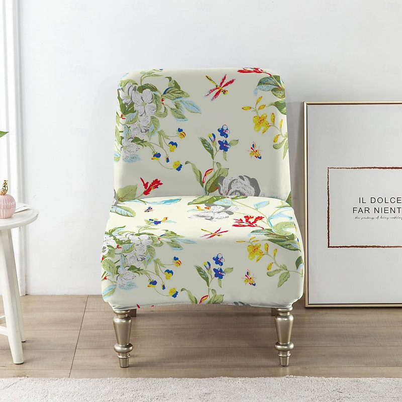 Floral Chair Covers Luxury High Stretch Armless Chair Slipcovers for Large Chairs, Removable Furniture Protector for Living Dining Room Hotel4