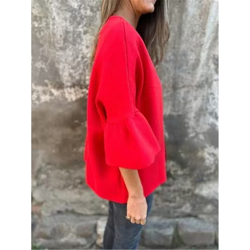 Women's Winter Jacket Outdoor Street Daily Wear Fall Winter Regular Coat Regular Fit Thermal Warm Breathable Stylish Casual Jacket 3/4 Length Sleeve Plain Oversize Black Red Green3