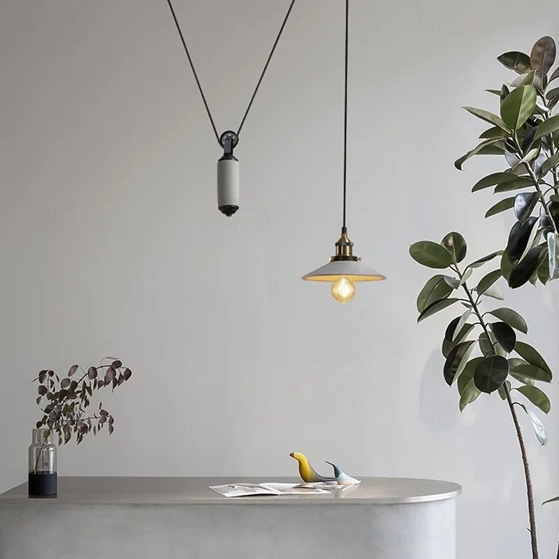 Vintage Edison Ceiling Pendant Light Height Adjustable Cable E27 Industrial Pulley Lighting Island Lamp