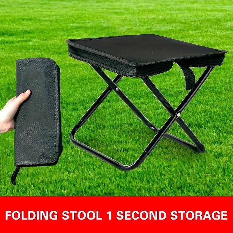 Portable Folding Stool - Durable Carbon Fiber Oval Shape with Zipper Pocket for Outdoor Recreation/Camping Lightweight and Compact Design Ideal for Campers and Outdoor Enthusiasts2