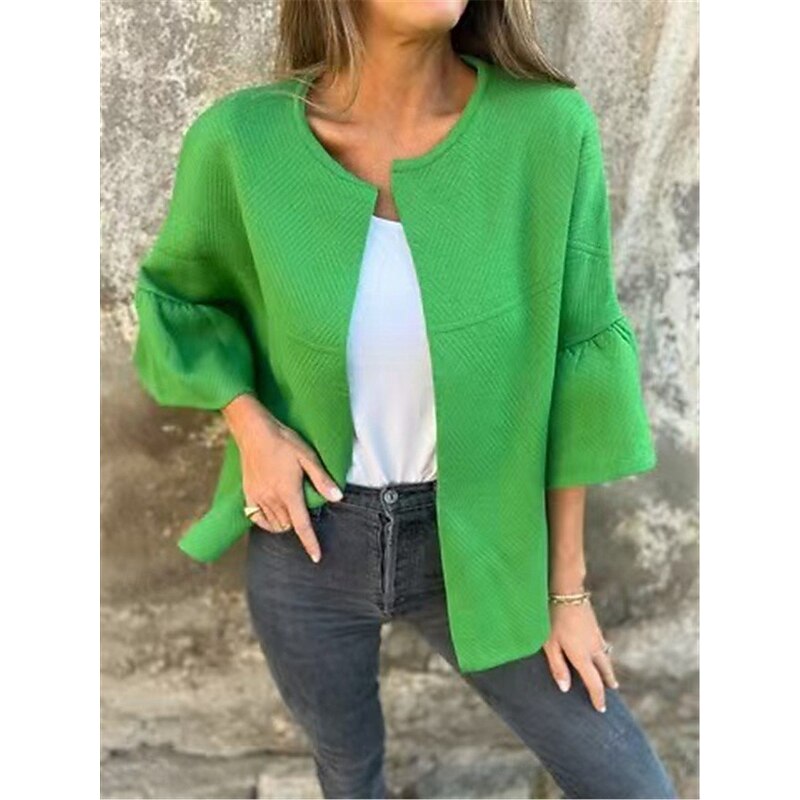 Women's Winter Jacket Outdoor Street Daily Wear Fall Winter Regular Coat Regular Fit Thermal Warm Breathable Stylish Casual Jacket 3/4 Length Sleeve Plain Oversize Black Red Green4