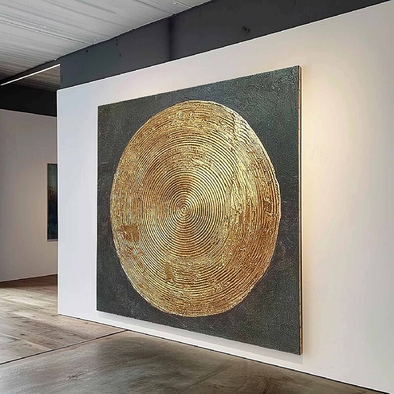 Handpainted 3D Abstract Gold Paintings On Canvas Handmade Rich Textured Acrylic Painting Modern Wall Art Hand-Painted Thick Artwork Foil gold painting for Living Room Wall Decor3