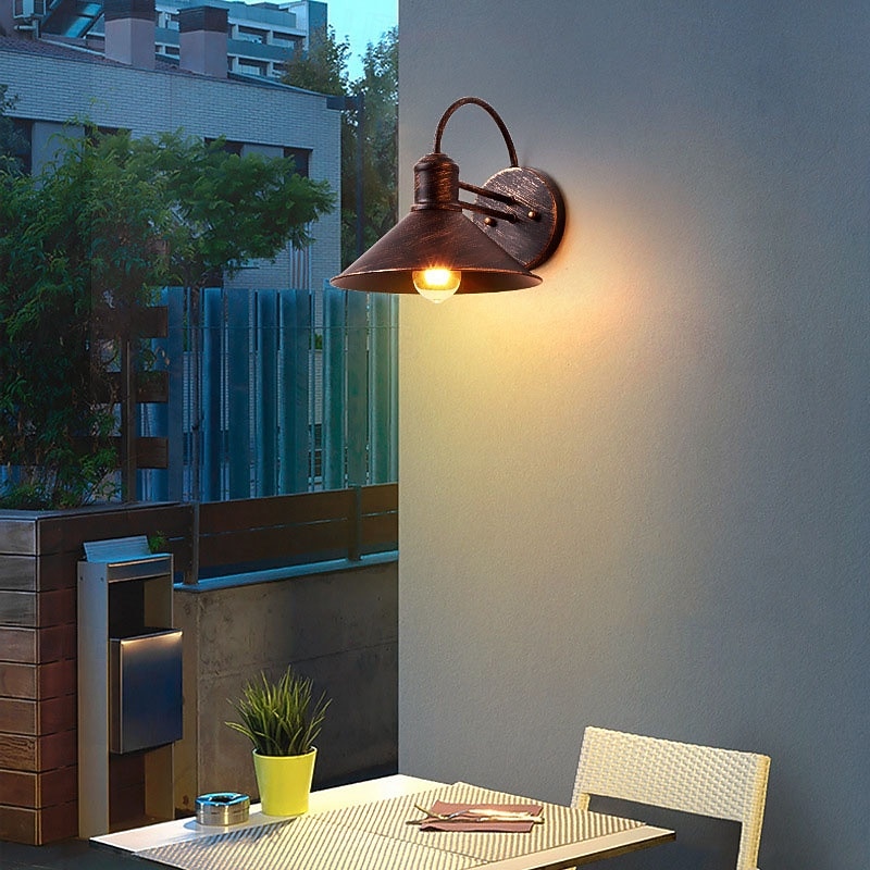 Dome Retro Industry Wall Lantern Rust-Proof Wall Sconce Die Cast Iron Waterproof Outdoor Wall Mount Light 85-265V3