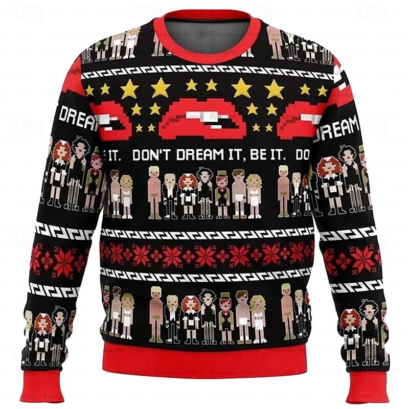 the Rocky Horror Picture Show Santa Claus Pullover Funny Christmas Sweatshirt 3D Print 3D Christmas Funny For Couple's Men's Women's Adults' Christmas Carnival 3D Print Party Festival2