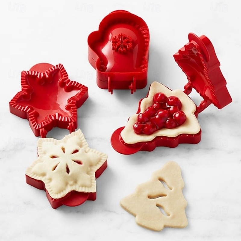 Christmas One-Press Hand Pie Maker, Xmas Cookie Moulds for Apple Pie and Pastry, Holiday Cookie Cutter and Pie Crust Press Tool4