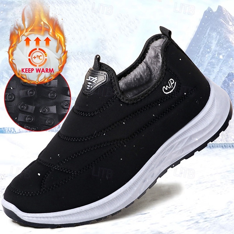 Men's Waterproof Slip-On Winter Shoes with Plush Lining and Anti-Slip Sole – Warm Outdoor Walking Sneakers