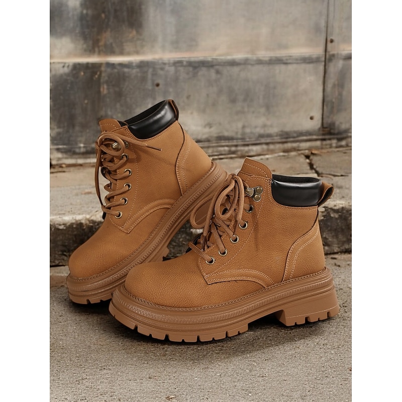 Women's Rugged Lace-Up Work Boots with Padded Collar – Durable Outdoor Ankle Boots for Construction and Hiking