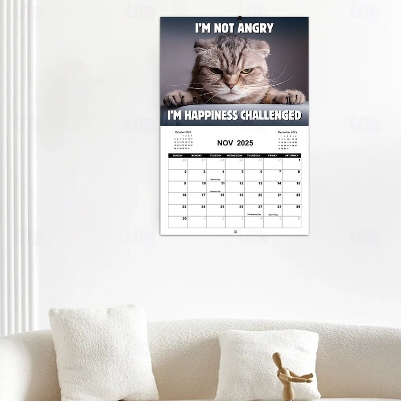2025 Peed-Off Cats Calendar 2025 Calendar with Holidays Funny Cat Themed Gifts for Cat Lovers