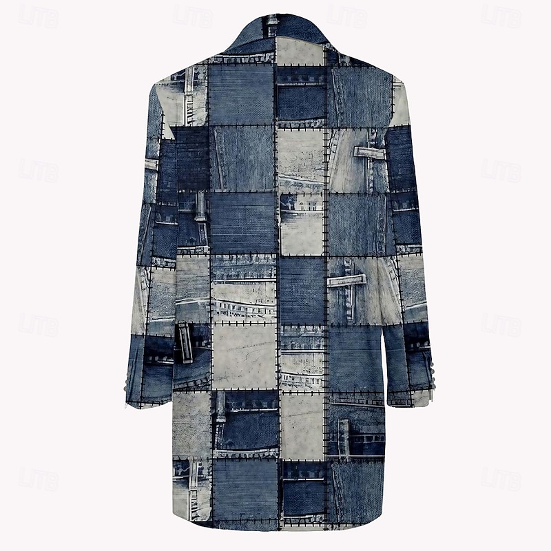 Men's Plaid Winter Coat Fleece Jacket Overcoat Thermal Comfortable Vintage Casual Formal Outdoor Daily Wear 3D Print Buttons Front Pocket Winter Turndown Long Sleeve Blue2