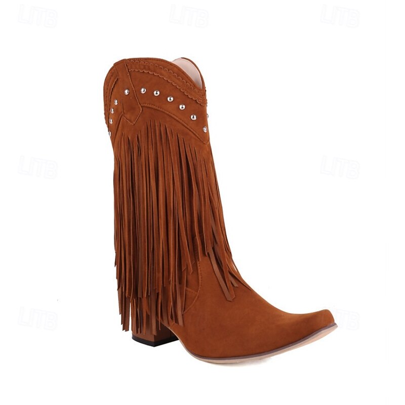Retro Vintage Hippie 1970s Shoes Western Boot Hippie West Cowboy Tassel Fringe Fancy Dress Men's Women's Carnival Masquerade Vacation Party / Evening Daily Wear Adults' Shoes2