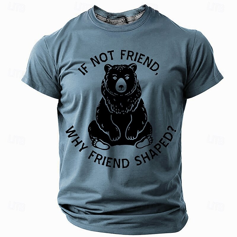 Men's Bear T Shirt Short Sleeve T shirt 3D Print Crew Neck Shirt Daily Casual Sports Outdoor Hunting Blue Green Khaki Spring & Summer Clothing Apparel S M L XL XXL XXXL4