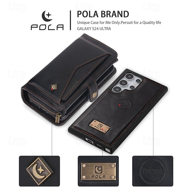 Phone Case For S24 S23 S22 S21 Ultra Plus S20 Back Cover Wallet Case Magnetic Zipper Card Slot Retro TPU PU Leather2