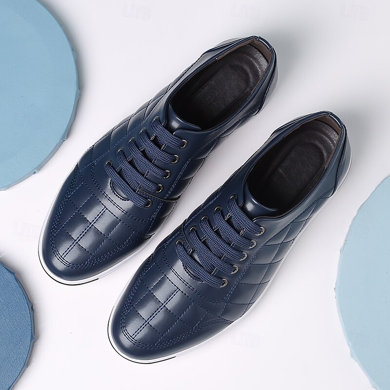 Men's Casual Quilted Sneakers - Navy Blue, Lace-Up Design, Comfortable and Lightweight, Perfect for Everyday Wear2