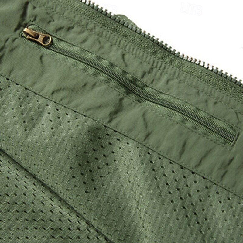 Men's Hiking Vest Hiking Fleece Vest Sleeveless Vest Outdoor Comfortable Breathable Pocket Nylon Black Army Green Khaki Hunting Fishing Climbing3