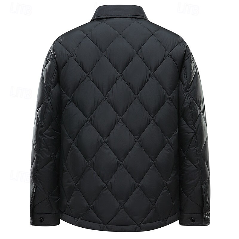 Men's Puffer Jacket Quilted Jacket Padded Classic Style Polyster Pocket Outdoor Date Casual Daily Regular Fashion Casual Thermal Warm Windproof Winter Plain Black Green Puffer Jacket2