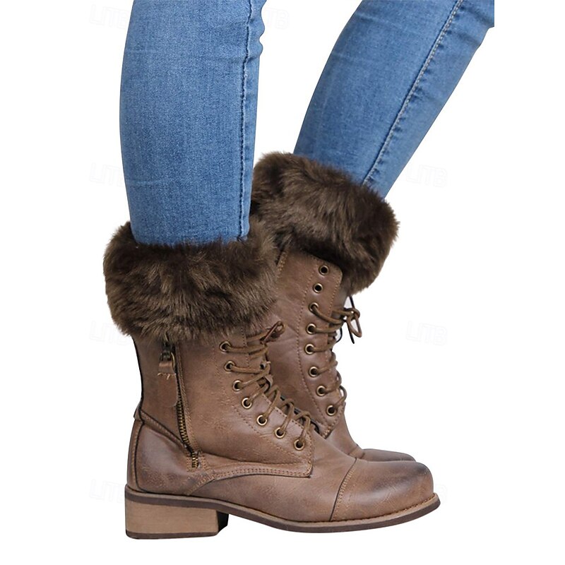 Faux Fur Boot Cuff Warmers – Cozy Knit Boot Socks with Fluffy Top, Winter Fashion Accessories for Women3