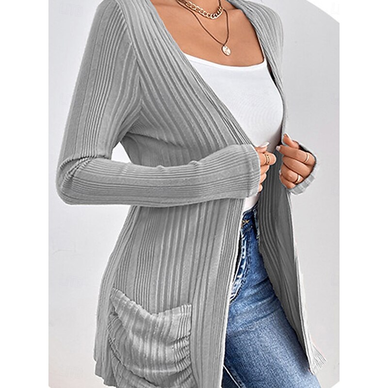 Women's Coat Outdoor Street Daily Wear Fall Winter Regular Coat Regular Fit Thermal Warm Breathable Stylish Casual Jacket Long Sleeve Plain with Pockets Black Pink Green3