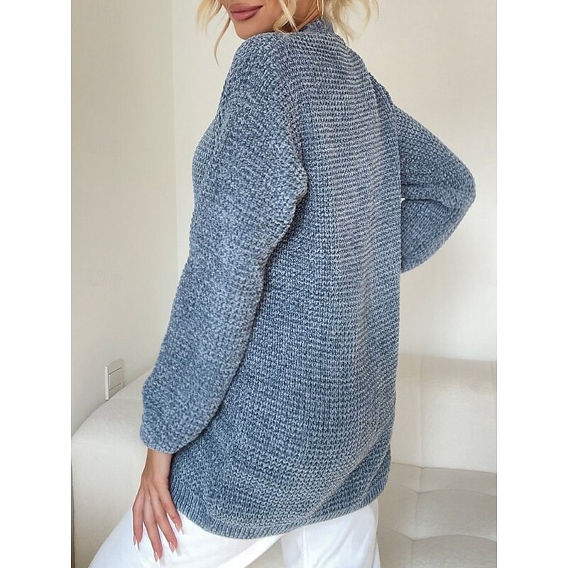 Women's Sweater Cardigan Casual Soft Pure Color Ribbed V Neck Buttons Pocket Knitted Long Sleeve Long Tops Knit Outdoor Daily Weekend Pink Blue Fall Winter2
