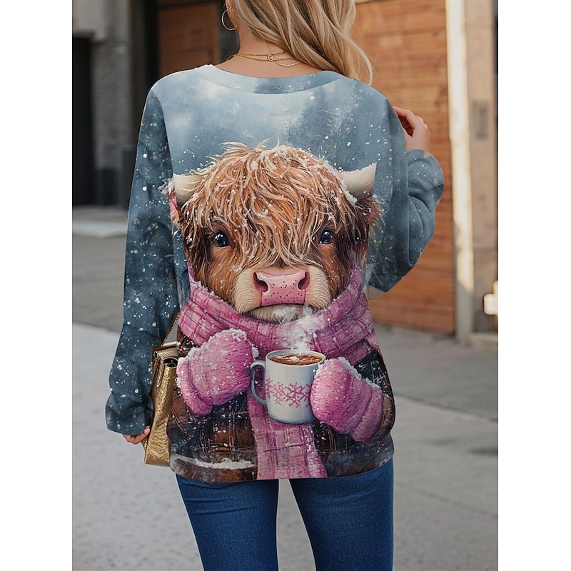 Women's Sweatshirt Pullover Animal Dailywear Holiday Print Casual Hoodie Long Sleeve Micro-elastic Fall Winter Comfrt Breathable Soft Fabric2