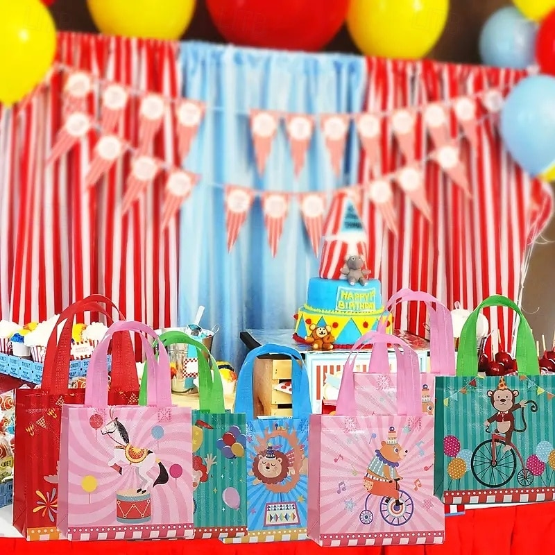 30pcs 30-Piece Circus Carnival Party Favor Bags with Handles Non-Woven Fabric Treat Bags for Birthday Showman Theme Parties & Decorations2