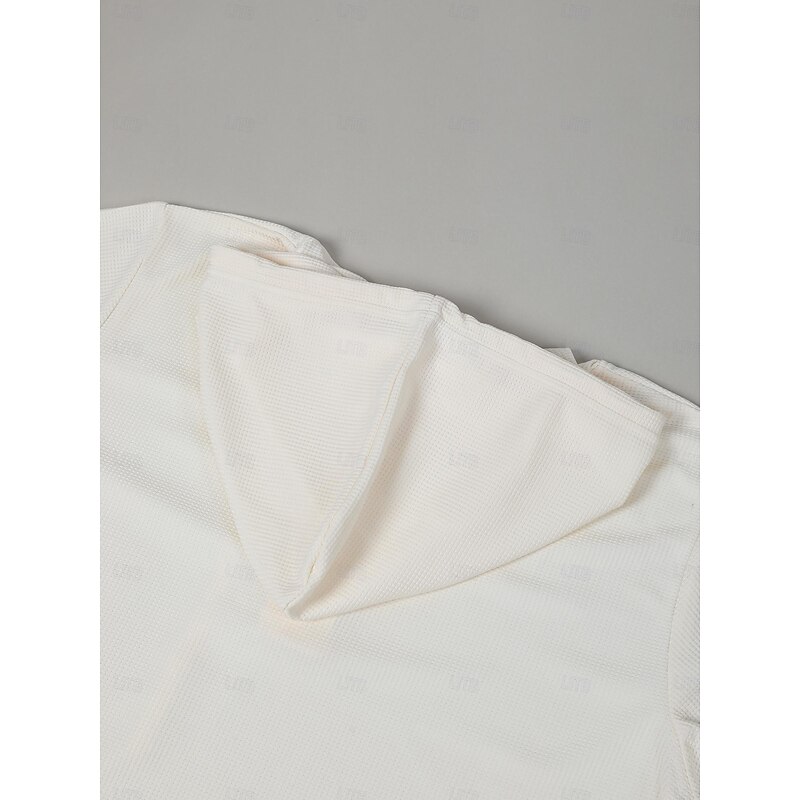 Men's Waffle Shirt T Shirt Tee Top Long Sleeve Shirt Long Sleeve Hooded Spring &  Fall Plain Fashion Designer Basic Hooded Vacation Street Going out White Khaki Army Green Top Tee for Men3