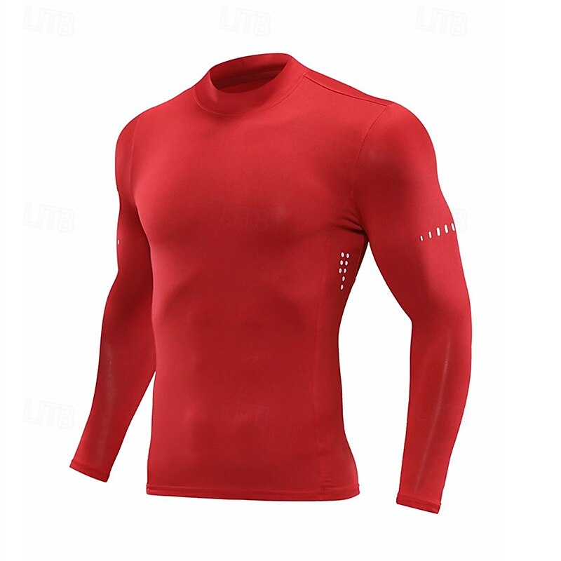 Men's Running T-Shirt Compression Shirt Long Sleeve Tee Tshirt Casual Athleisure Fall High Neck Solid Colored Quick Dry Breathable Gym Workout Walking Jogging Sportswear Activewear fluorescent green3