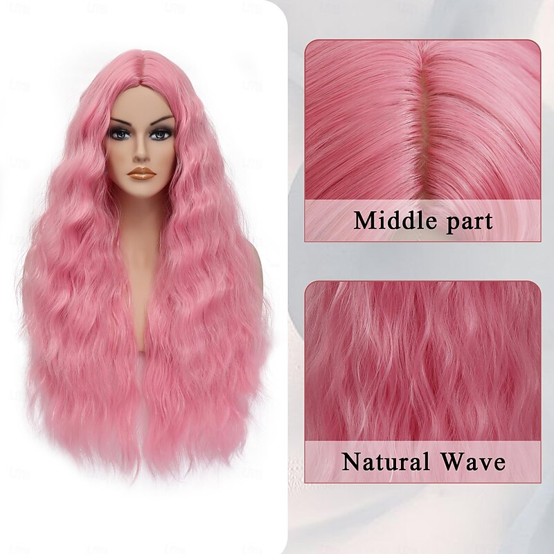 Wigs for Women Long Wavy Wigs Wig Colorful Curly Wig Natural Looking Middle Part Synthetic Heat Resistant Wigs for Cosplay Christmas Gifts Party Daily Use3