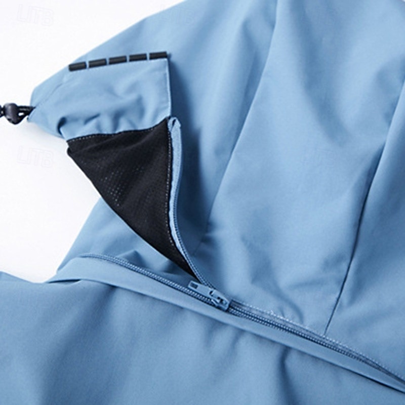 Men's Rain Jacket Outdoor Waterproof Windproof Hiking Outfits Hiking Clothes Spring Autumn / Fall Windbreaker Solid Color Dark Grey Black White3