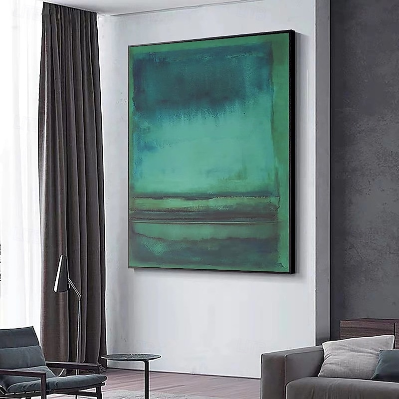 Handpainted Green Textured Painting Oversized 3D handmade Abstract Geometric Wall Art painting Large Minimalist black white textured Painting for Living Room bedroom Wall Decor Abstract Art3