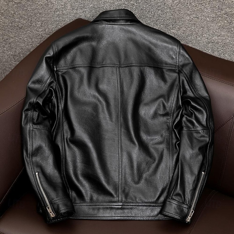 Men's Faux Leather Jacket Biker Jacket Motorcycle Jacket Daily Thermal Warm Rain Waterproof Zipper Pocket Fall & Winter Solid Colored Punk Vintage Stand Collar Regular Black Brown Jacket3