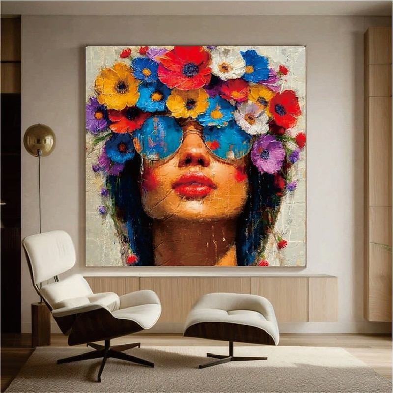 Handmade Abstract Palette knife face painting wall art Handmade textured face of girl painting handpainted figurative oil painting wall art face Oil painting wall decorative painting room art3