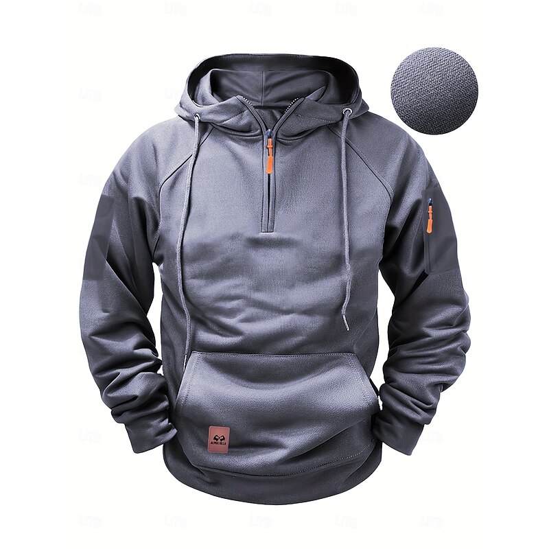 Men's Hoodie Zip Up Hoodies Tactical Hoodie Black Wine Camel Dark Gray Hooded Plain Pocket Front Pocket Daily Holiday Going out Polyester Streetwear Casual Fall Winter Clothing Apparel Hoodies3