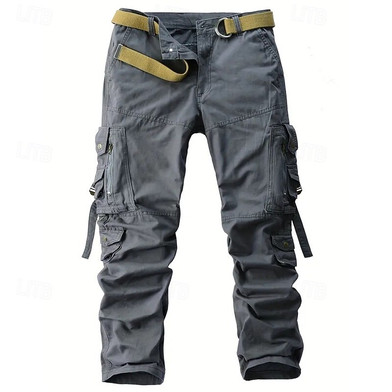 Men's Cargo Pants Trousers Buttons Multi Pocket Plain Wearable Outdoor Daily Camping & Hiking Fashion Classic ArmyGreen Black