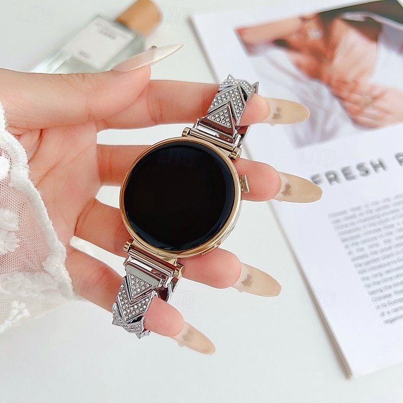 Watch Band for Samsung Galaxy Watch 7/6/5/4 40/44mm, Galaxy Watch 5 Pro 45mm, Galaxy Watch 6/4 Classic 42/46/43/47mm, Watch 3, Active 2, Gear S3 S2 Alloy Replacement  Strap Women Glitter Bling Diamond4