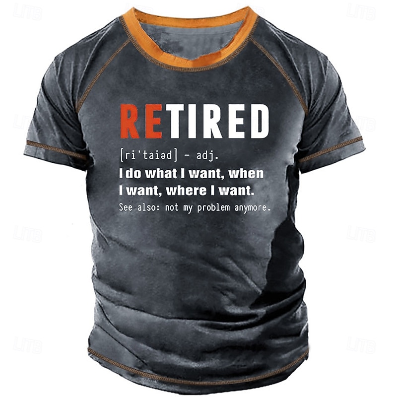Men's Letter Graphic Prints Graphic Tee Funny T Shirts Retirement T Shirt Short Sleeve T shirt 3D Print Crew Neck Shirt Vintage Sports Designer Outdoor Street Daily Black Army Green Navy Blue Summer4