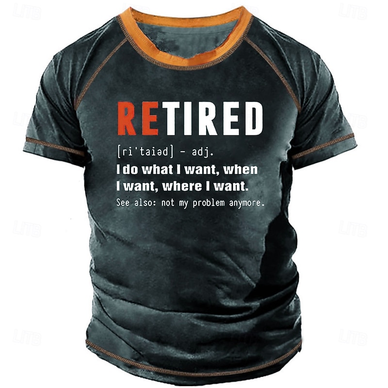 Men's Letter Graphic Prints Graphic Tee Funny T Shirts Retirement T Shirt Short Sleeve T shirt 3D Print Crew Neck Shirt Vintage Sports Designer Outdoor Street Daily Black Army Green Navy Blue Summer2