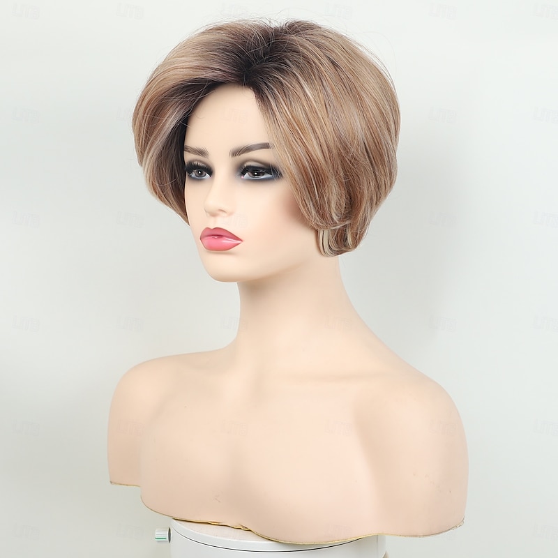 Short Brown Wigs for Women Bob Wig Natural Straight Wig Side Part Hair for Daily Party Cosplay3