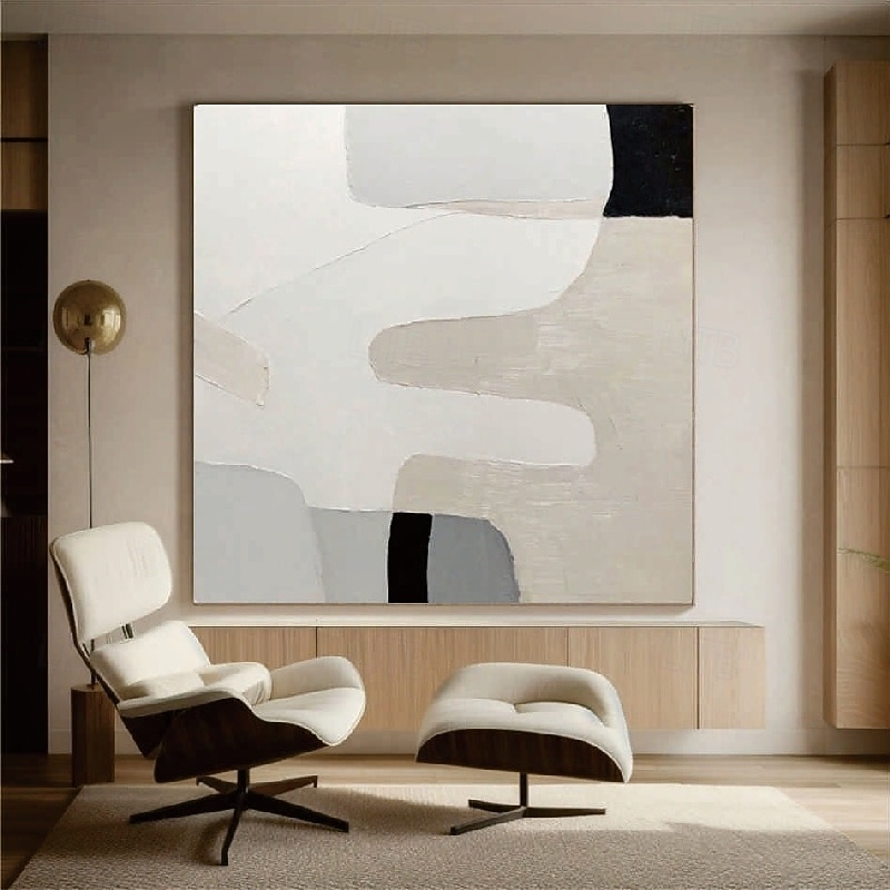 3D White abstract oil painting Hand-Painted Thick Textured Oil Painting handpainted Beige White Painting Abstract 3D white Textured oil painting Wall Art painting for Living Room bedroom decoration4