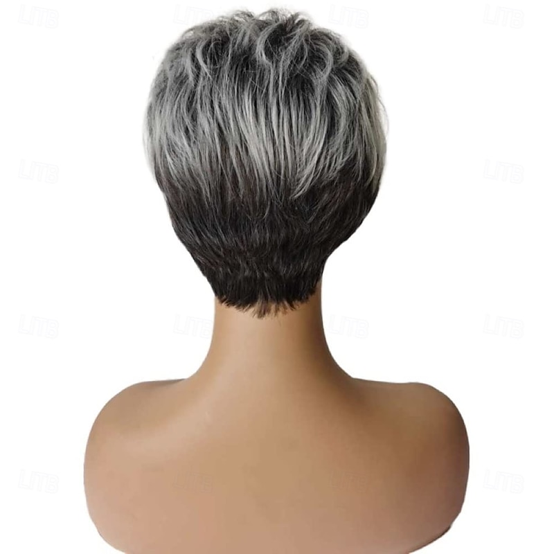 Silver Grey Short Hair Wigs For Women Fluffy With Bangs Natural Wig Short Layer Heat Resistant Full Wigs (Gray)4