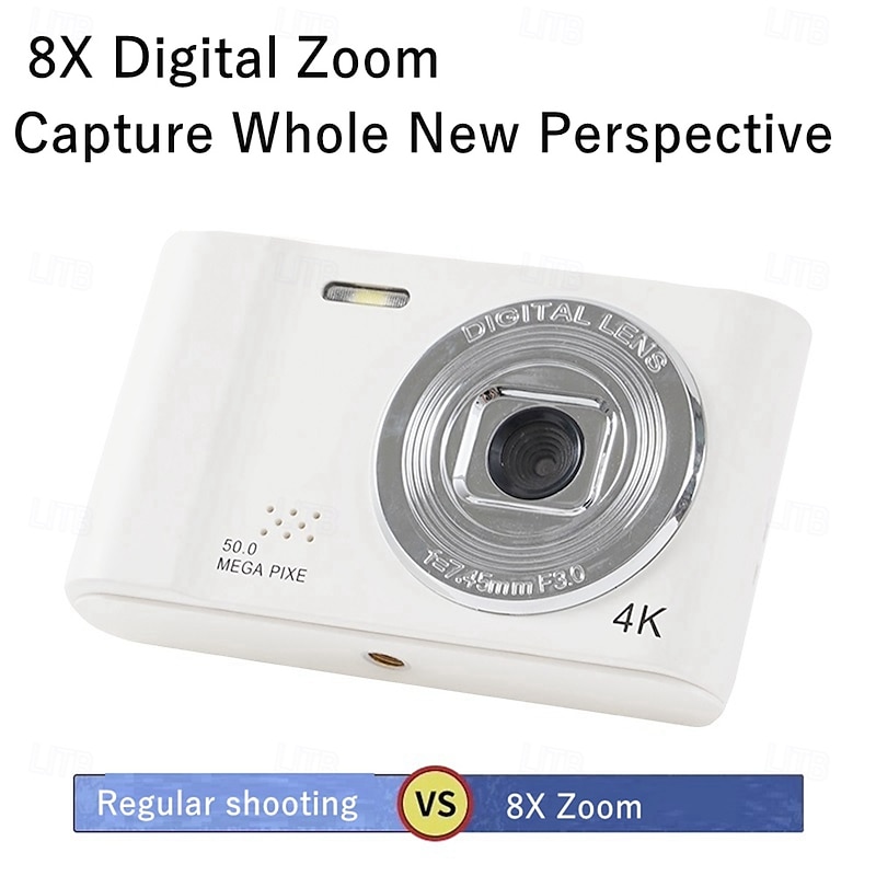 4K Digital Camera Point and Shoot Photography Travel Selfie Camara 2.4inch Screen Entry-Level Gift Compact Digicam Selfie Mini Retro Cam2