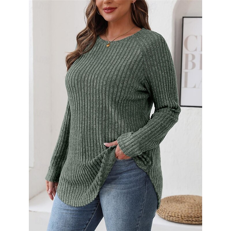 Women's Shirt Blouse Solid Color Basic Casual Long Sleeve Crew Neck Long Tops Daily Black Blue Green Beige Fall Winter4